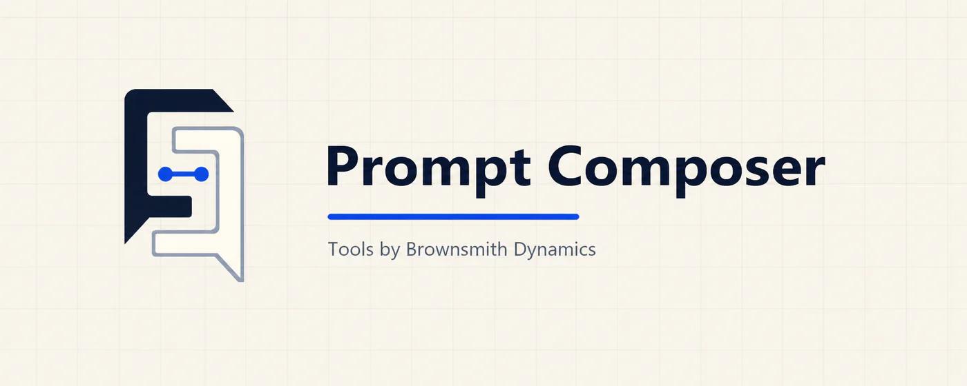 Prompt Composer logo and product name on a light grid background