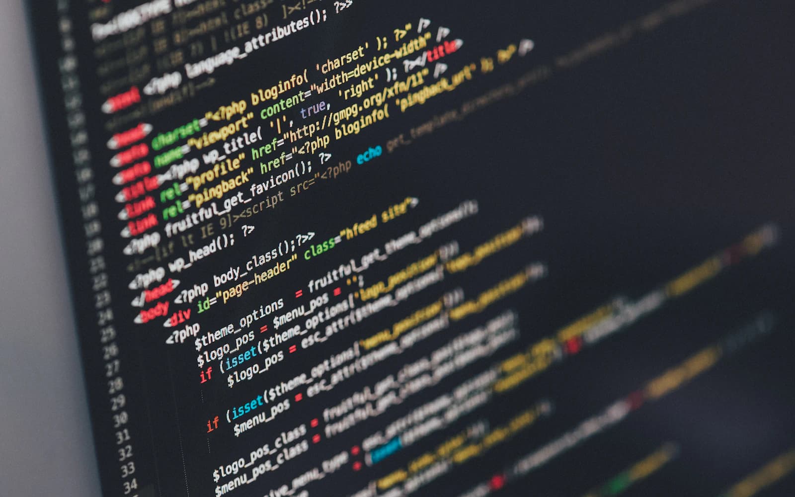 Website source code displayed on a computer screen